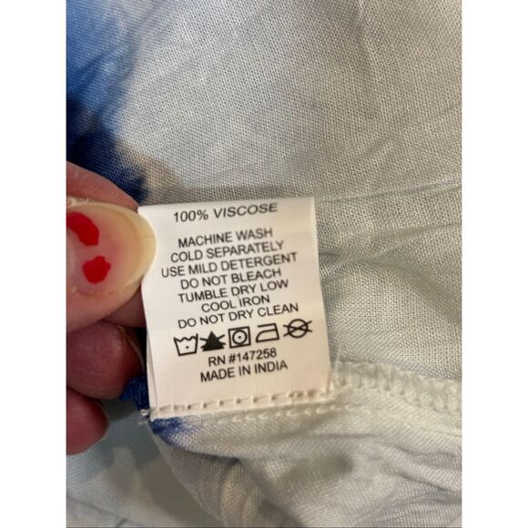 Simply Southern blue and white tie-dye knee length midi dress size L - Picture 9 of 11